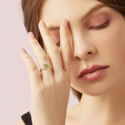 Leaf-Inspired Adjustable Gold Ring